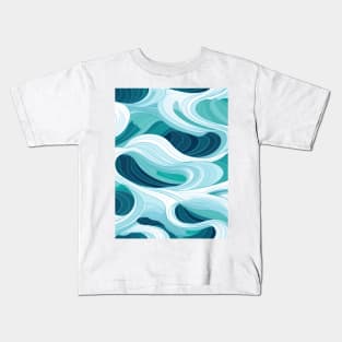 Ephemeral Crests: Hokusai Waves Reimagined Kids T-Shirt